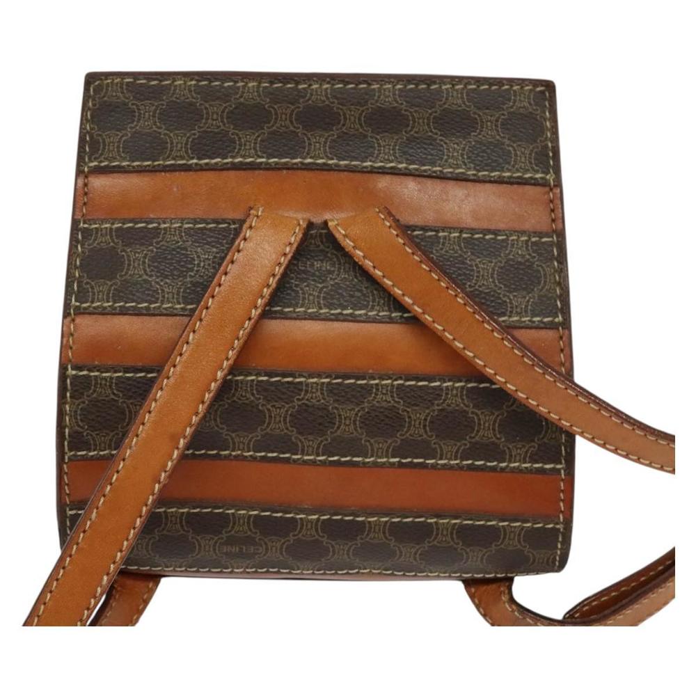 CELINE Macadam Canvas Backpack PVC Leather Brown Gold Auth 131672 - Picture 2 of 16